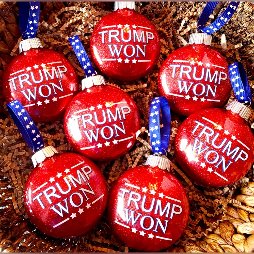 Trump 2024 Won Ornaments (set of 4) Shatterproof MAGA Patriotic Red America
